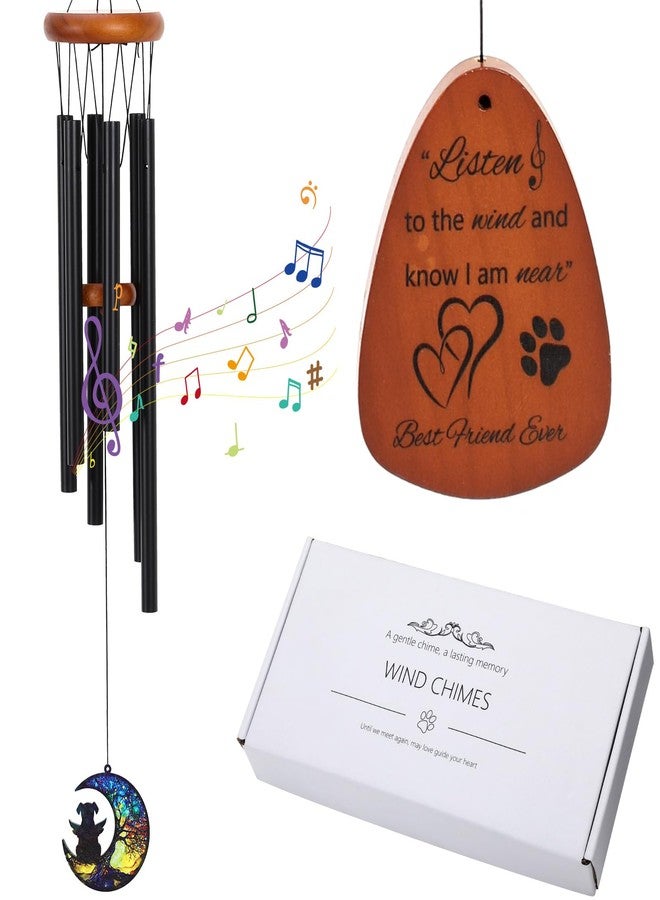 JULEASEL Memorial Gifts for Loss of Dogs, Pet Memorial Wind Chime and Dog Angel Memorial Suncatcher Set, Remembrance Bereavement Gift, Pet Loss Passing Away Sympathy Gift for Pet Lover(Black) - Image 2